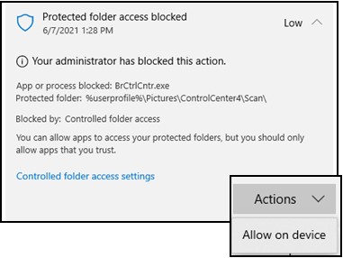 Protected Folder Access Blocked